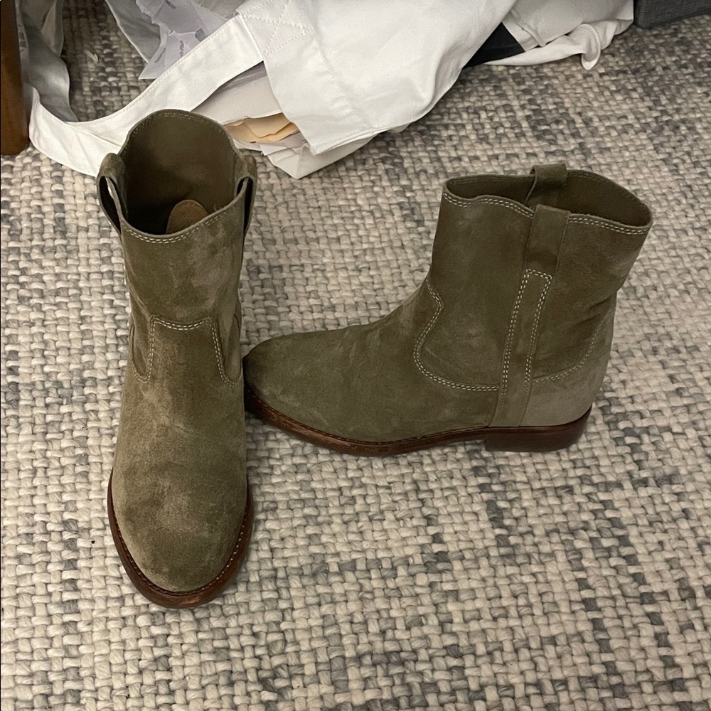 Isabel Marant Olive Suede Ankle Boots